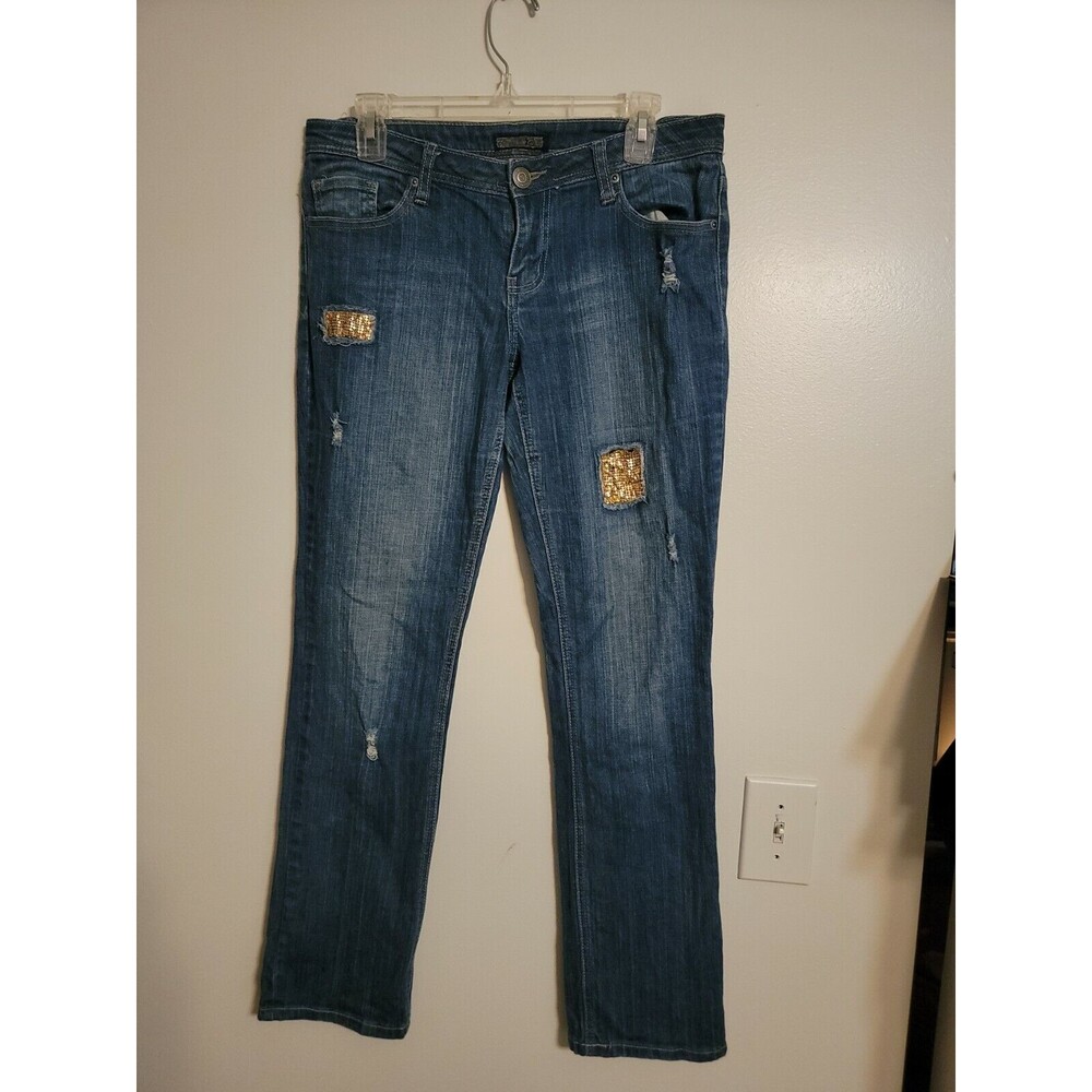 Zd Premium Patchwork Distressed Straight Leg Jean… - image 1